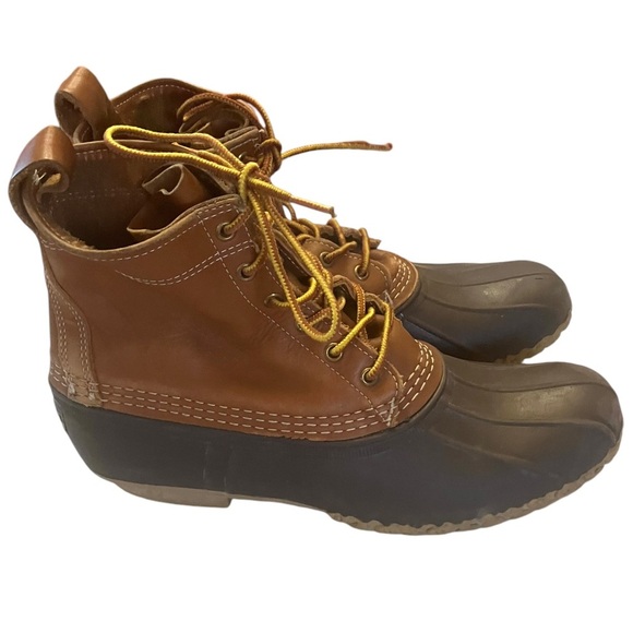 Vintage LL Bean Duck Boots Brown Leather Men 10 - Picture 1 of 7